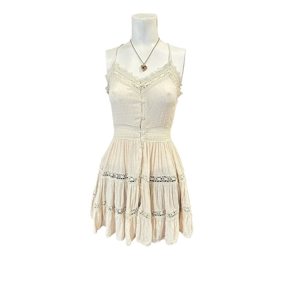 Nasty Gal COMBINATION KNIT‎ DRESS WITH BACK VENT DETAIL sz 4 Ivory Coquette Mini